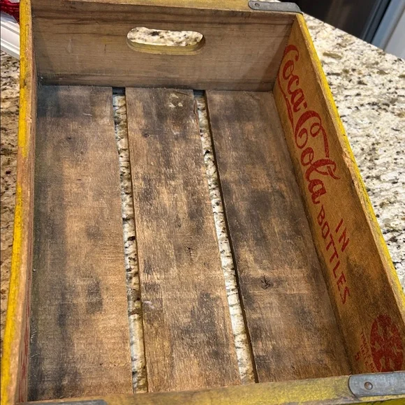 Vintage Coca-Cola Yellow and Red Wooden Crate Decor